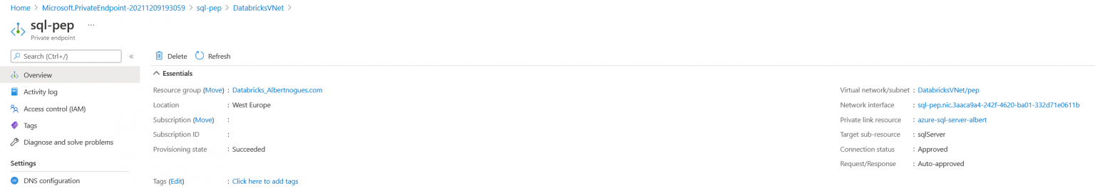 Using Azure Private Endpoints with Databricks - Albert Nogués